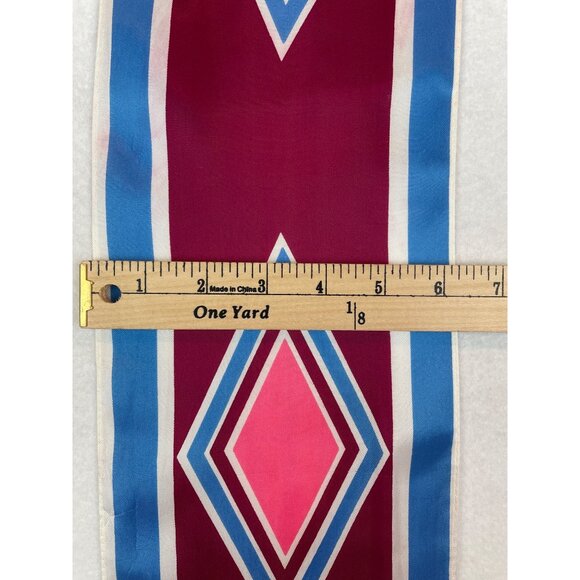 Vintage Colorful Geometric Diamond Patterned Acetate Scarf Japan Skinny - Picture 3 of 7